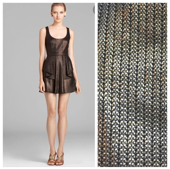 Jay Godfrey Steel Pleated Metallic Dress Sz 6 - Picture 1 of 7